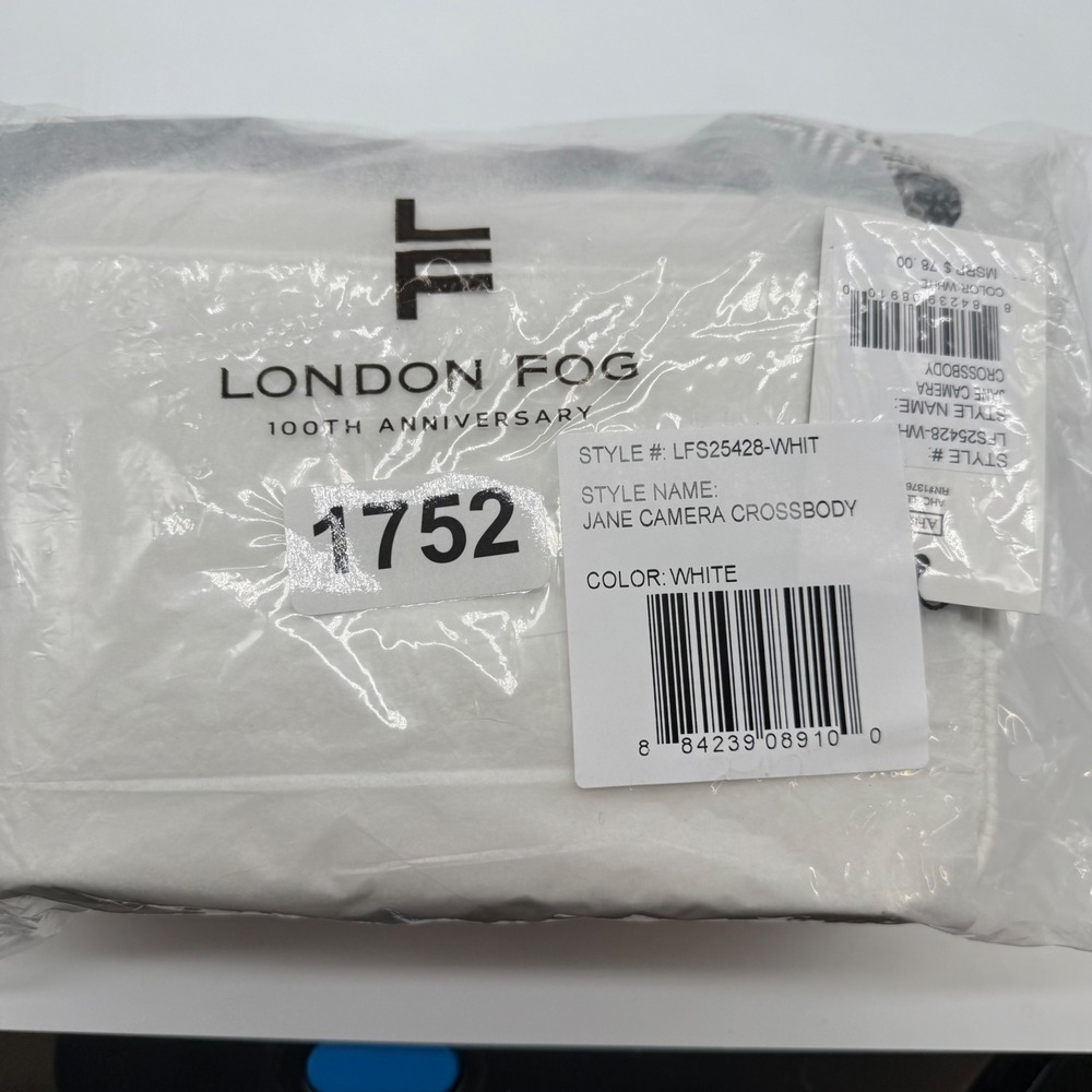 London Fog Jane Camera Crossbody Bag White Faux Leather Adjustable Strap NWT - Picture 10 of 11